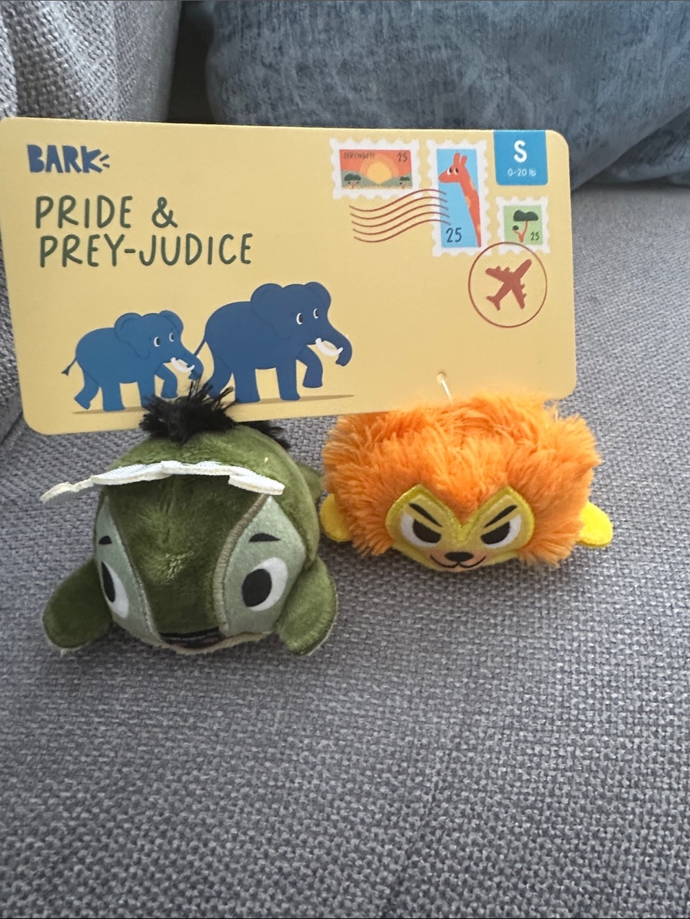 Bark Plush Green Turtle and Orange Lion Dog Toy Set